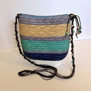 New Nouveau Colorful Crossbody Wicker Bag